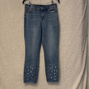 Republic denim jeans with crystal-like details at the bottom of the legs.